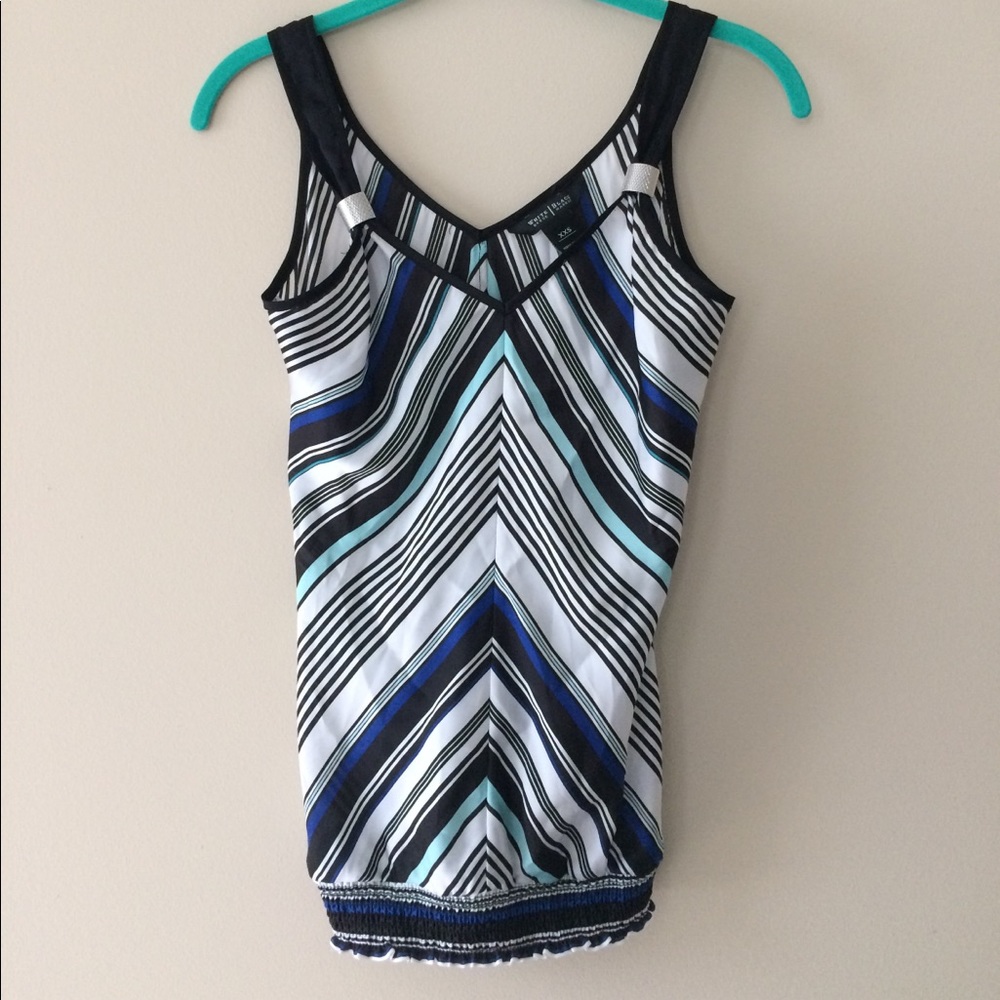 White House Black Market blue stripes blouse